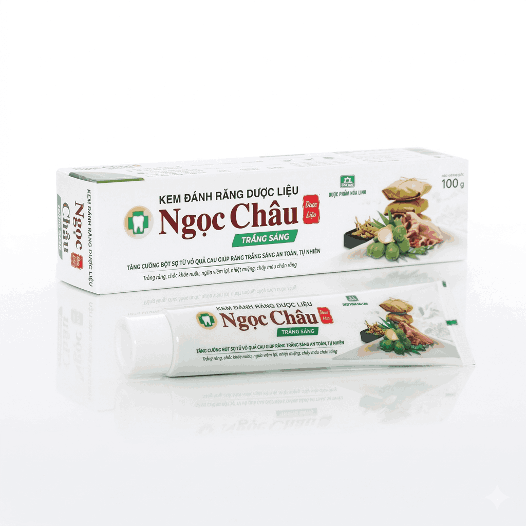 Kem đánh răng dược liệu Ngọc Châu trắng sáng (hộp 1 tuýp x 100g)