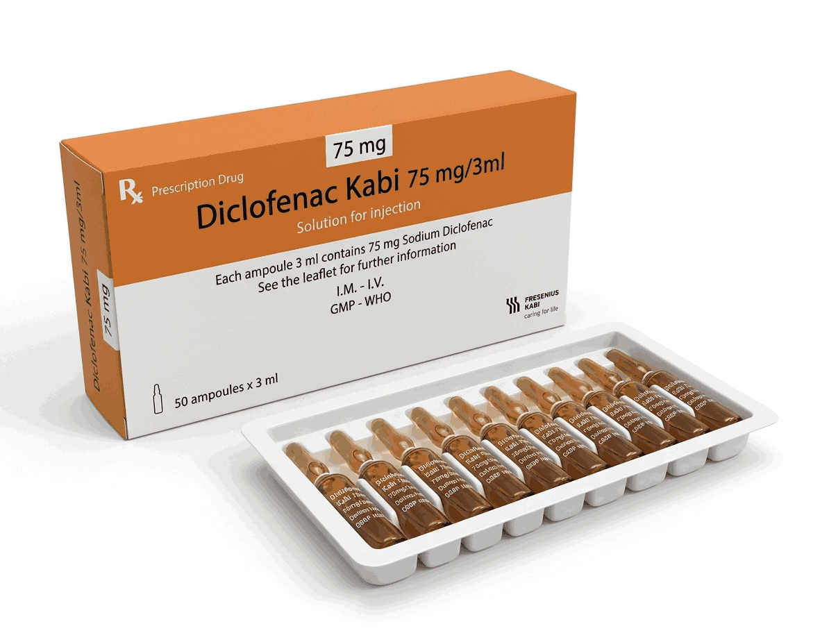 Thuốc tiêm Diclofenac Kabi 75mg/3ml điều trị các cơn đau cấp tính (hộp 50 ống x 3ml)