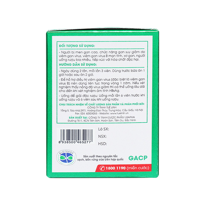 Giải Độc Gan Tuệ Linh hỗ trợ giải độc gan, hạ men gan (hộp 1 chai x 60 viên)