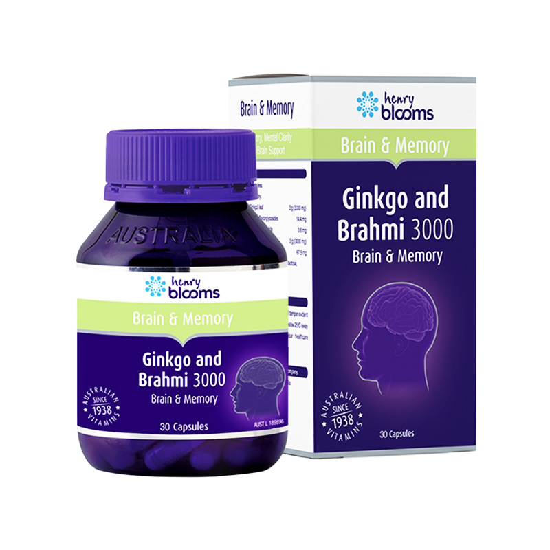 Viên uống Henry Blooms Ginkgo And Brahmi 3000  hỗ trợ hoạt huyết (hộp 1 chai x 30 viên)