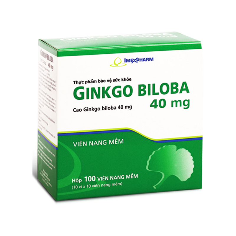 Ginkgo biloba 40mg Imexpharm tăng tuần hoàn máu não (hộp 10 vỉ x 10 viên)