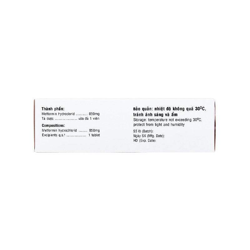Thuốc Glucofast 850 điều trị đái tháo đường tuýp 2 (hộp 4 vỉ x 15 viên)