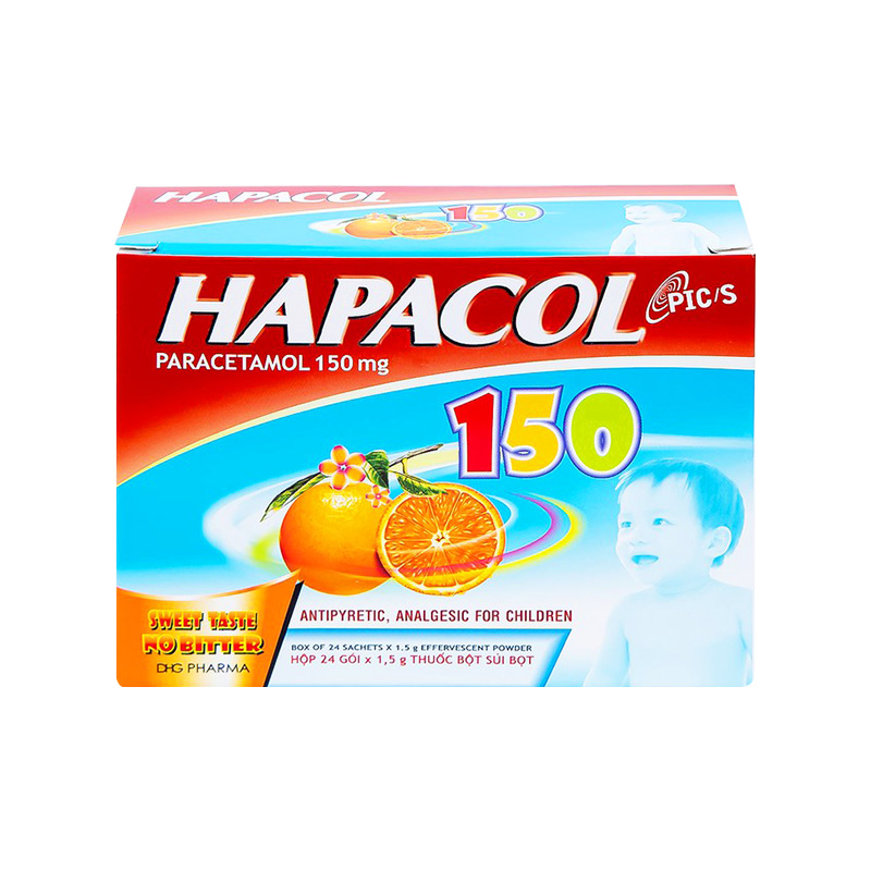 Bột sủi Hapacol 150 giảm đau, hạ sốt (hộp 24 góix 1.5g)