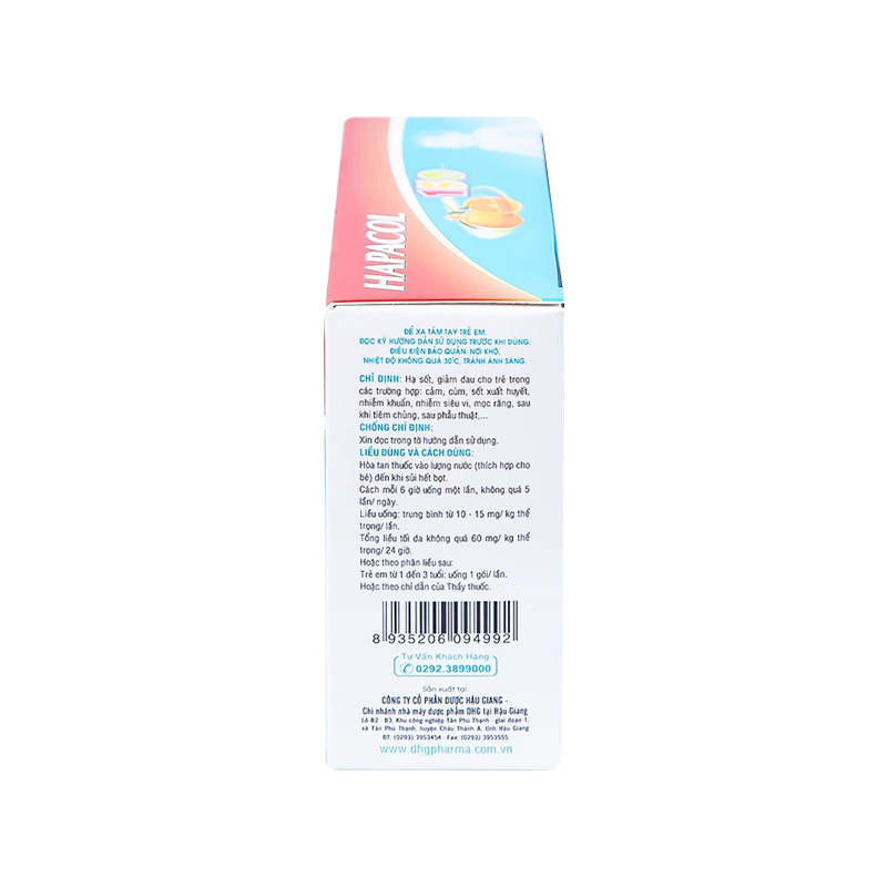 Bột sủi Hapacol 150 giảm đau, hạ sốt (hộp 24 góix 1.5g)