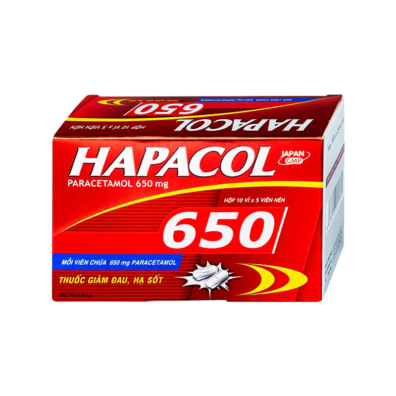 Thuốc Hapacol 650 giảm đau, hạ sốt (hộp 10 vỉ x 5 viên)
