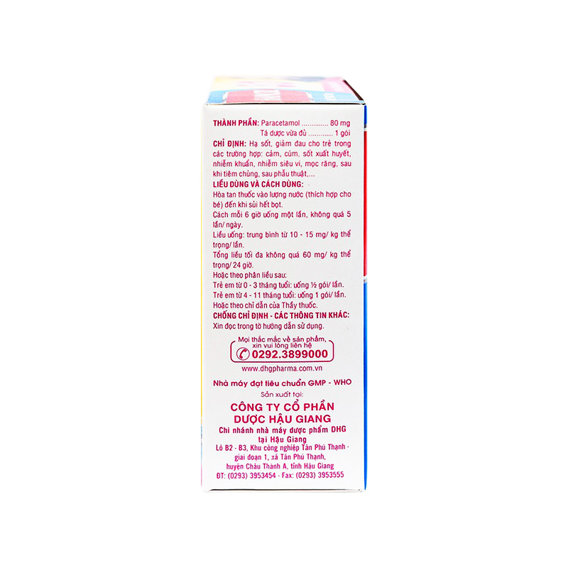 Bột Hapacol 80 giảm đau, hạ sốt (hộp 24 gói x 1.5g)