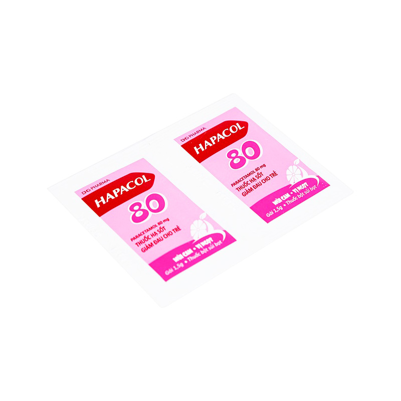 Bột Hapacol 80 giảm đau, hạ sốt (hộp 24 gói x 1.5g)