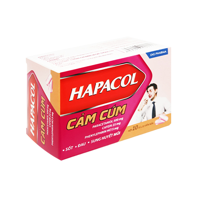 Thuốc Hapacol cảm cúm điều trị sốt, cảm, sung huyết mũi (hộp 10 vỉ x 10 viên)