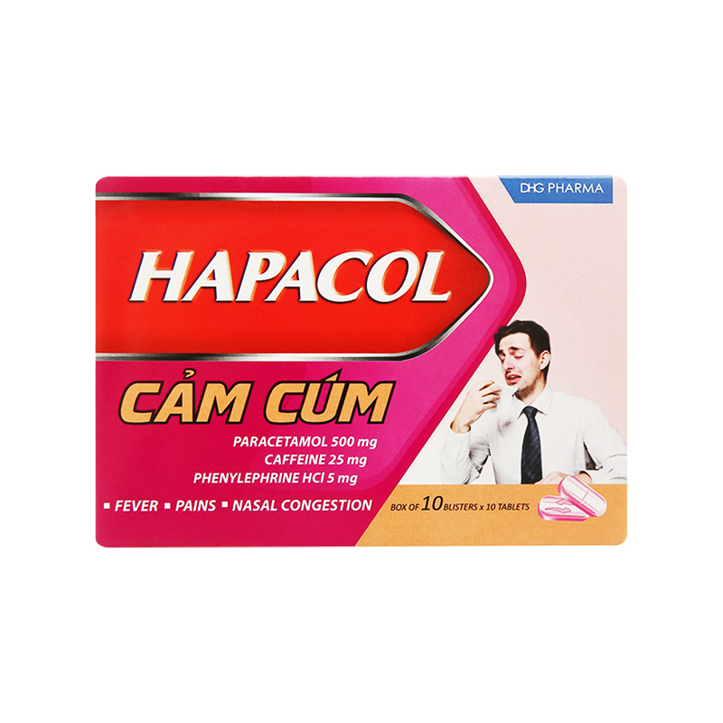 Thuốc Hapacol cảm cúm điều trị sốt, cảm, sung huyết mũi (hộp 10 vỉ x 10 viên)