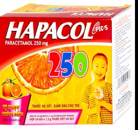 Bột Hapacol 250 giảm đau, hạ sốt (hộp 24 gói)