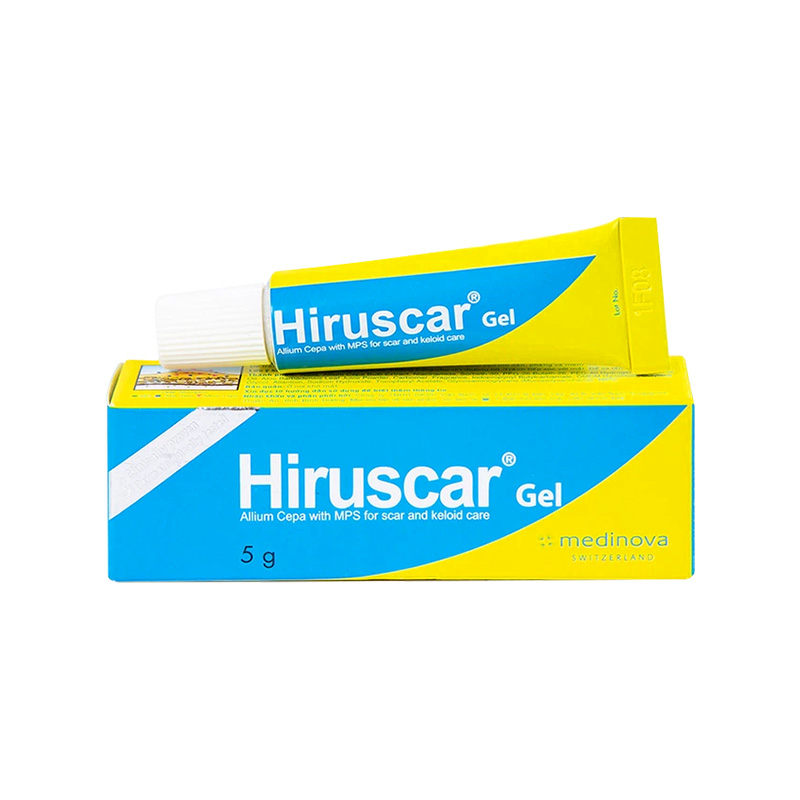Gel Hiruscar Medinova điều trị sẹo lõm, sẹo lồi do phẫu thuật (hộp 1 tuýp x 5g)