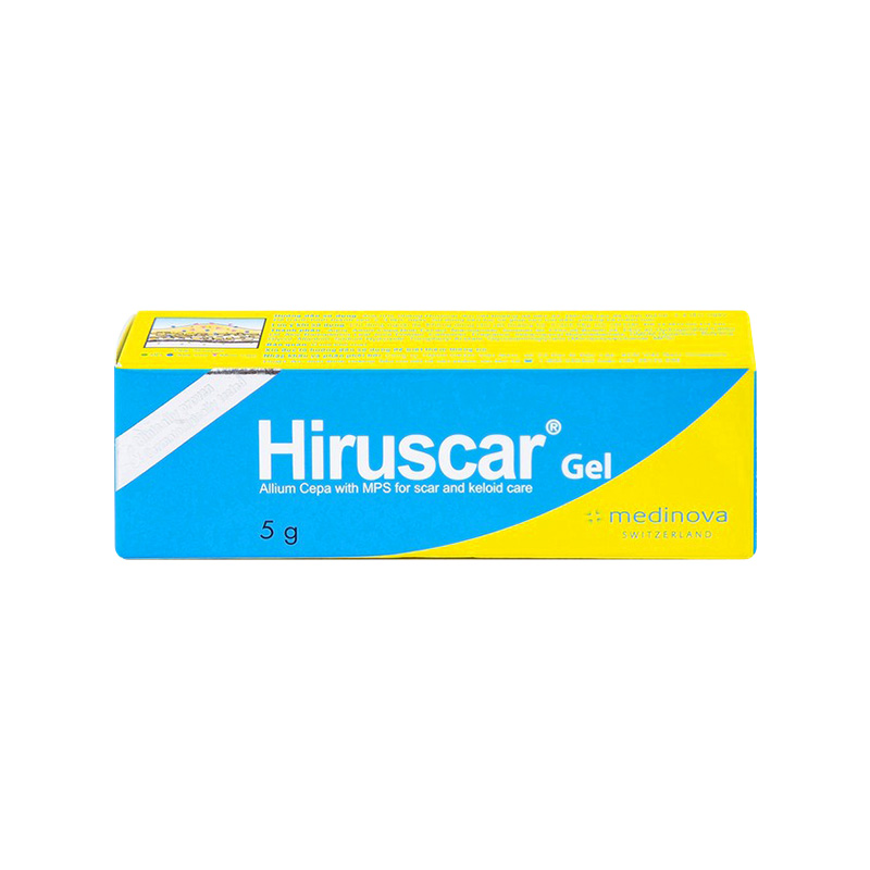 Gel Hiruscar Medinova điều trị sẹo lõm, sẹo lồi do phẫu thuật (hộp 1 tuýp x 5g)