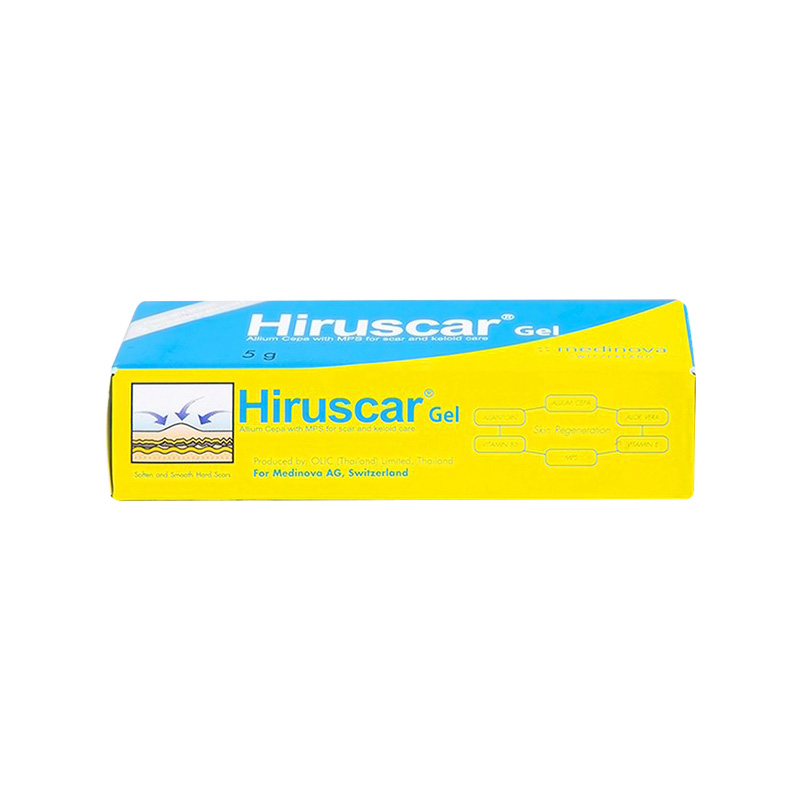 Gel Hiruscar Medinova điều trị sẹo lõm, sẹo lồi do phẫu thuật (hộp 1 tuýp x 5g)