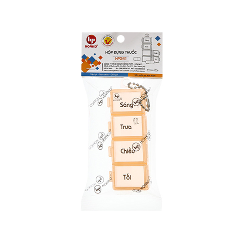 Hộp phân liều thuốc Hofaco 4 ngăn vuông (1 cái)