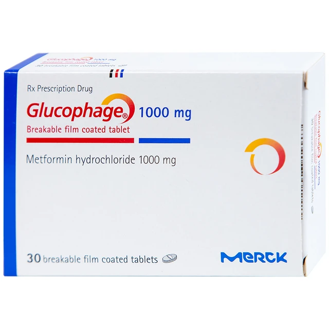 Thuốc Glucophage 1000mg điều trị đái tháo đường tuýp 2 (hộp 2 vỉ x 15 viên)