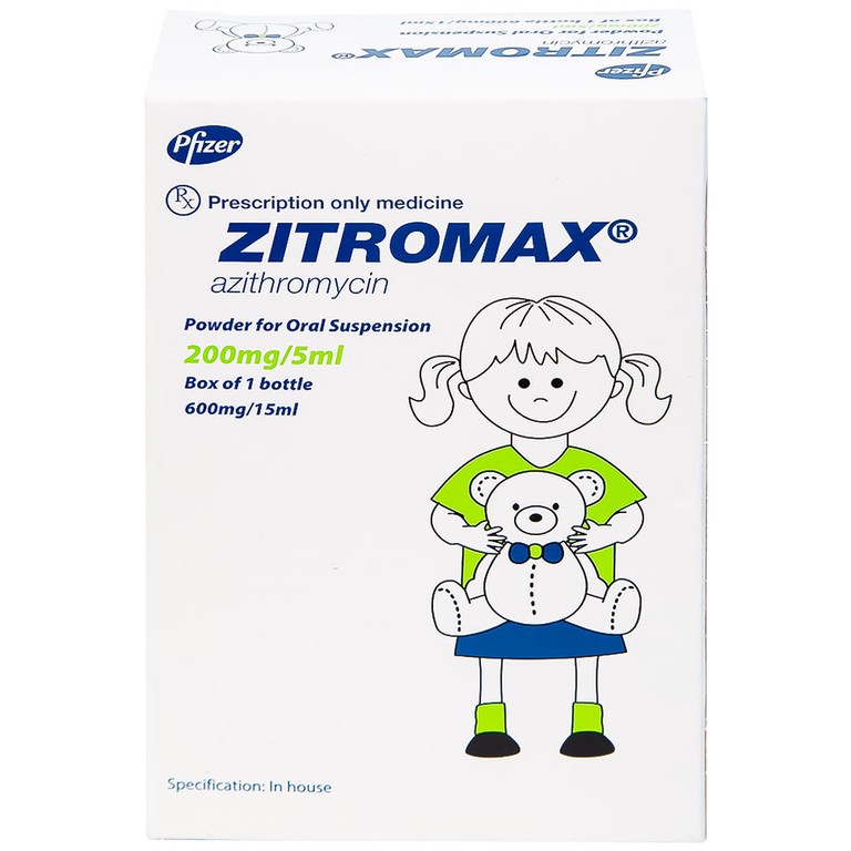 Bột pha hỗn dịch uống Zitromax 200mg/5ml Pfizer điều trị nhiễm khuẩn (hộp 1 lọ x 15ml)