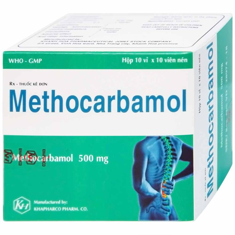 Viên nén Methocarbamol 500mg điều trị ngắn hạn cơn đau và co thắt cơ (hộp 10 vỉ x 10 viên)