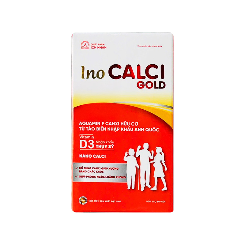 Viên uống Ino Calci Gold Bổ Sung Canxi Ngừa Loãng Xương (hộp 1 chai x 50 viên)