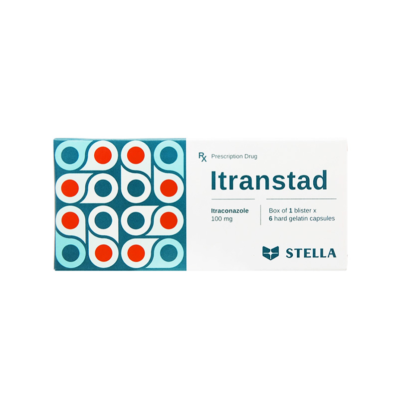 Thuốc Itranstad 100mg điều trị nhiễm nấm (hộp 1 vỉ x 6 viên)