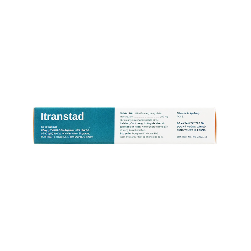 Thuốc Itranstad 100mg điều trị nhiễm nấm (hộp 1 vỉ x 6 viên)