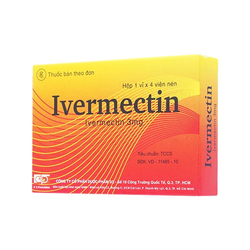 Thuốc Ivermectin 3 Dược 3/2 điều trị nhiễm giun (hộp 1 vỉ x 4 viên)