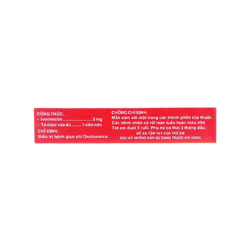 Thuốc Ivermectin 3 Dược 3/2 điều trị nhiễm giun (hộp 1 vỉ x 4 viên)