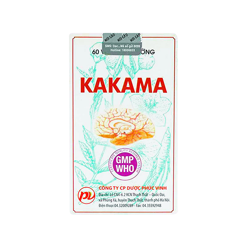 Viên nén Kakama điều trị thiểu năng tuần hoàn não, ứ huyết, đau đầu (hộp 1 lọ x 60 viên)