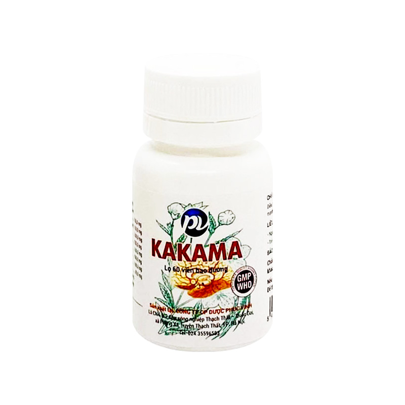 Viên nén Kakama điều trị thiểu năng tuần hoàn não, ứ huyết, đau đầu (hộp 1 lọ x 60 viên)