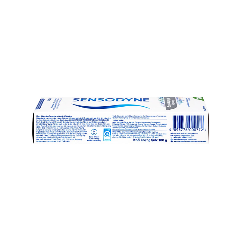 Kem đánh răng Sensodyne Gentle Whitening làm trắng răng tự nhiên (hộp 1 tuýp x 100g)