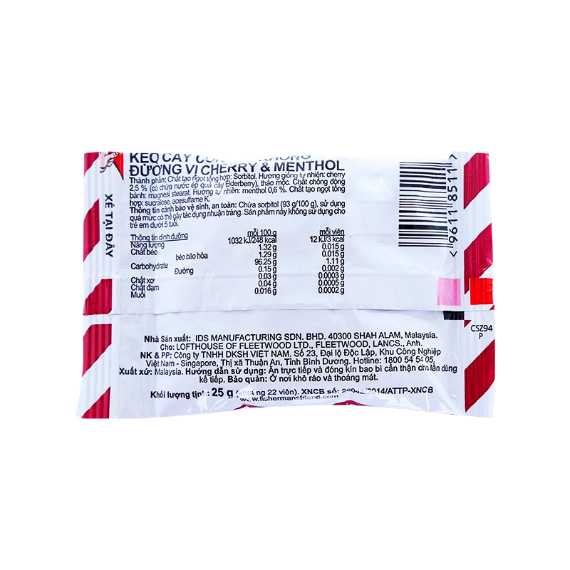 Kẹo Cay Con Tàu Vị Cherry Fisherman's Friend (gói 25g)