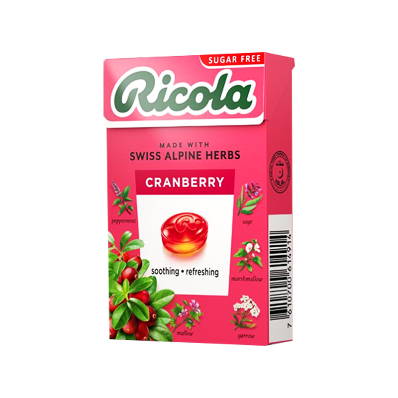 Kẹo ngậm thảo mộc Ricola Cranberry không đường (hộp 40g)