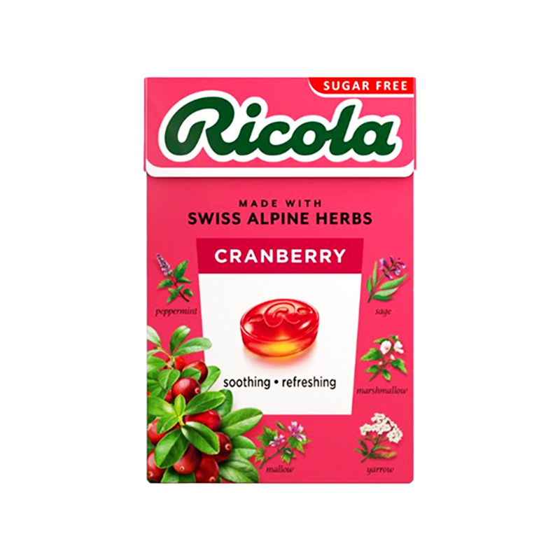 Kẹo ngậm thảo mộc Ricola Cranberry không đường (hộp 40g)