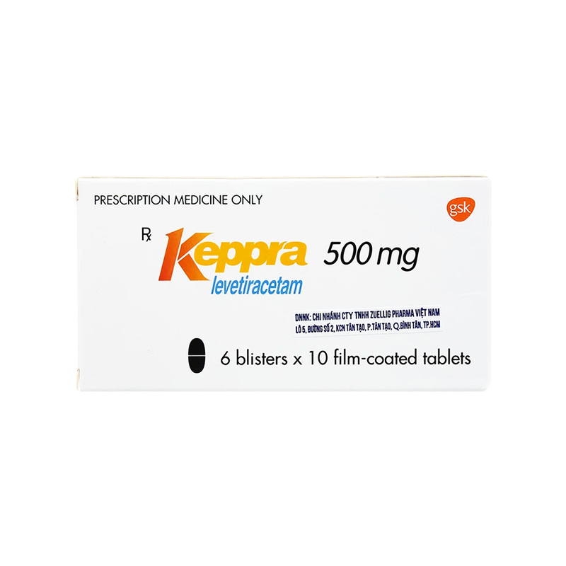 Viên nén Keppra 500mg điều trị các cơn động kinh (hộp 6 vỉ x 10 viên)