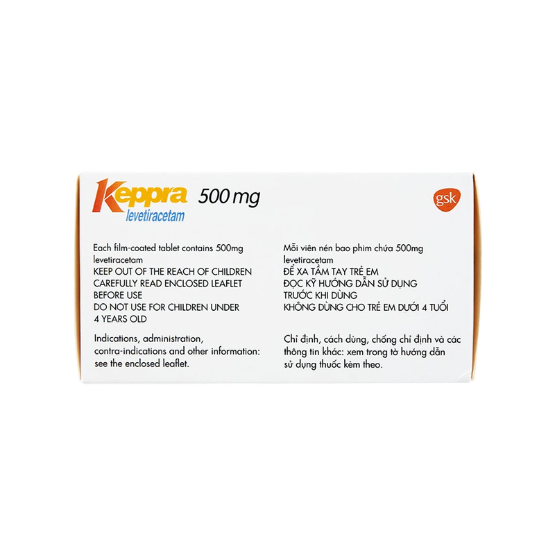 Viên nén Keppra 500mg điều trị các cơn động kinh (hộp 6 vỉ x 10 viên)