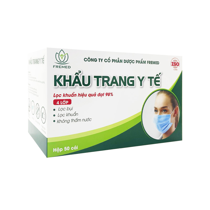 Khẩu trang màu xanh Fremed (hộp 50 cái)