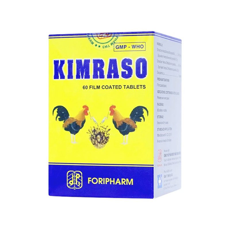 Viên nén Kimraso điều trị sỏi thận, sỏi mật, viêm bể thận (hộp 1 chai x 60 viên)