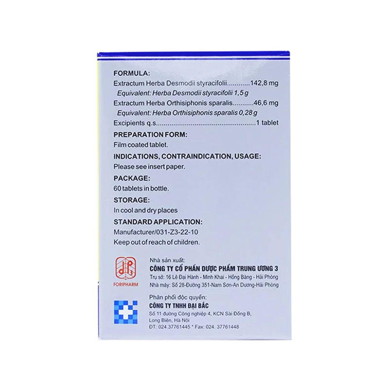 Viên nén Kimraso điều trị sỏi thận, sỏi mật, viêm bể thận (hộp 1 chai x 60 viên)