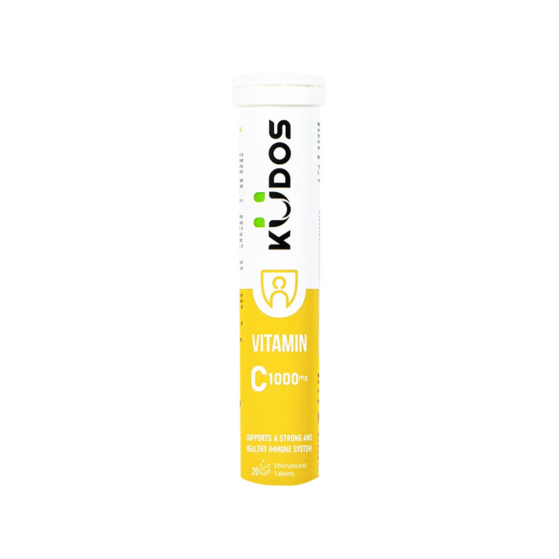 Viên sủi Kudos Vitamin C 1000mg hương chanh hỗ trợ tăng cường hệ thống miễn dịch (tuýp 20 viên)