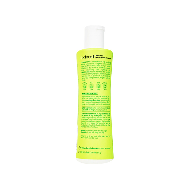 Dung dịch vệ sinh Lactacyd Odor Fresh lá trầu không (chai 250ml)