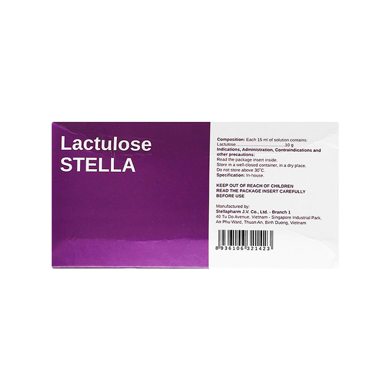 Dung dịch uống Lactulose Stella điều trị táo bón, các bệnh não do gan (hộp 20 gói x 15ml)