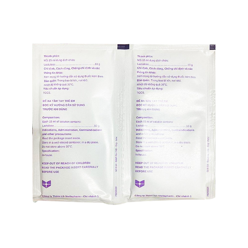 Dung dịch uống Lactulose Stella điều trị táo bón, các bệnh não do gan (hộp 20 gói x 15ml)