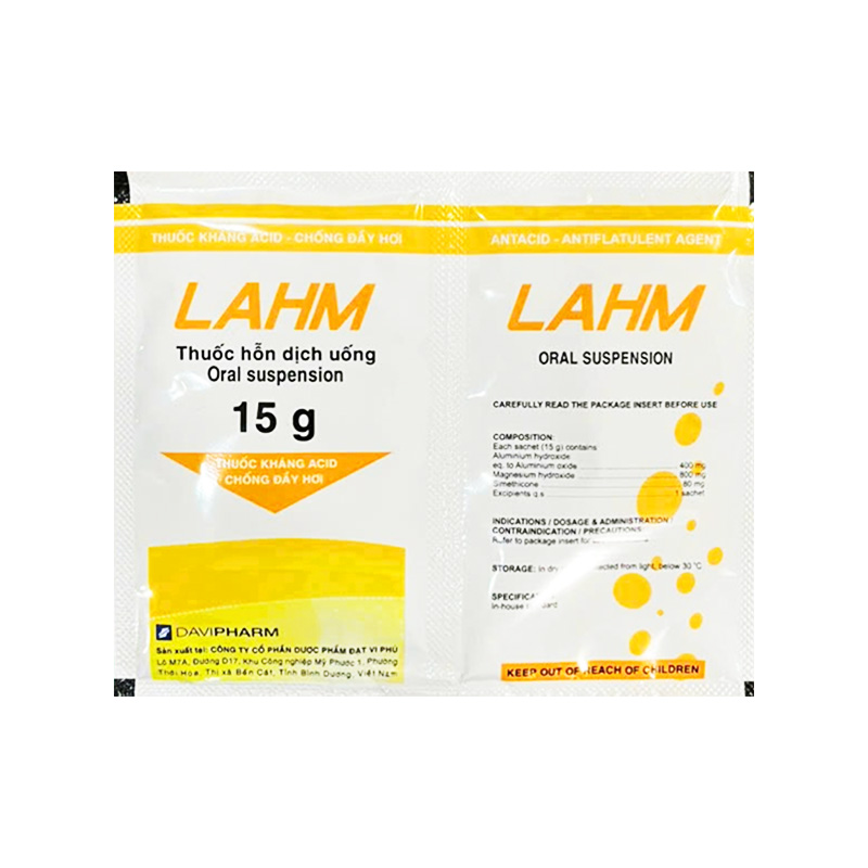 Hỗn dịch uống Lahm kháng acid, chống đầy hơi (hộp 20 gói x 15g)