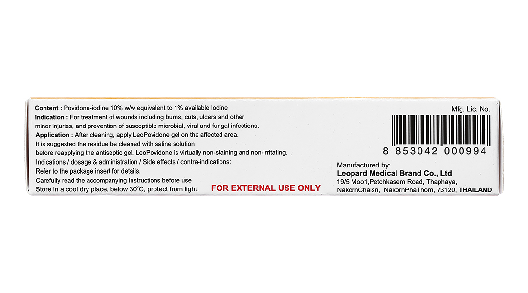 Gel LeoPovidone 2g diệt khuẩn, sát trùng ngoài da (hộp 1 x tuýp 20g)