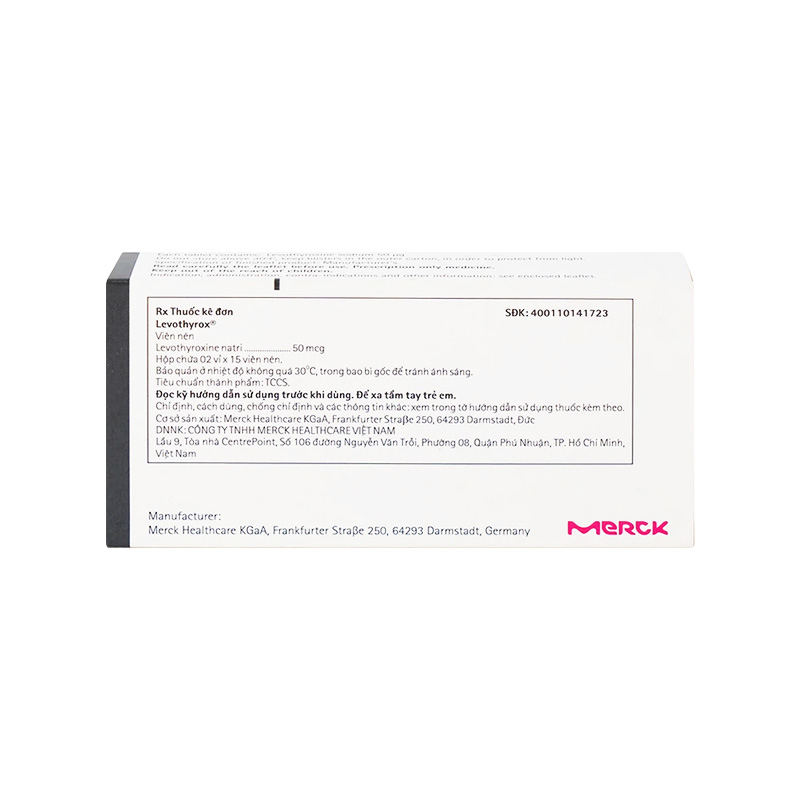Thuốc Levothyrox 50µg điều trị bướu giáp, suy giáp (hộp 2 vỉ x 15 viên)