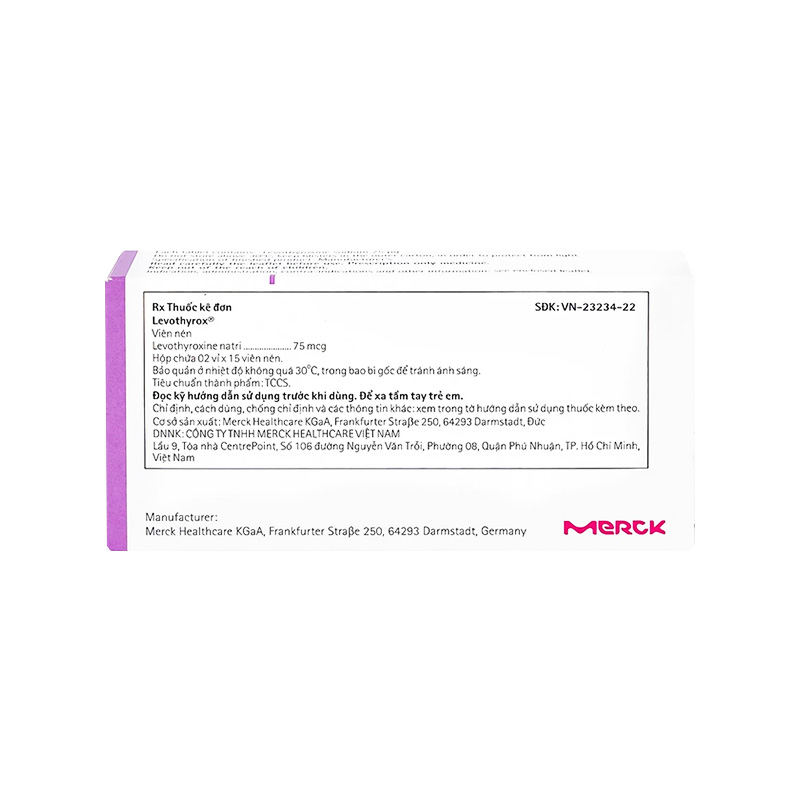 Thuốc Levothyrox 75µg điều trị bướu giáp đơn thuần lành tính (hộp 2 vỉ x 15 viên)