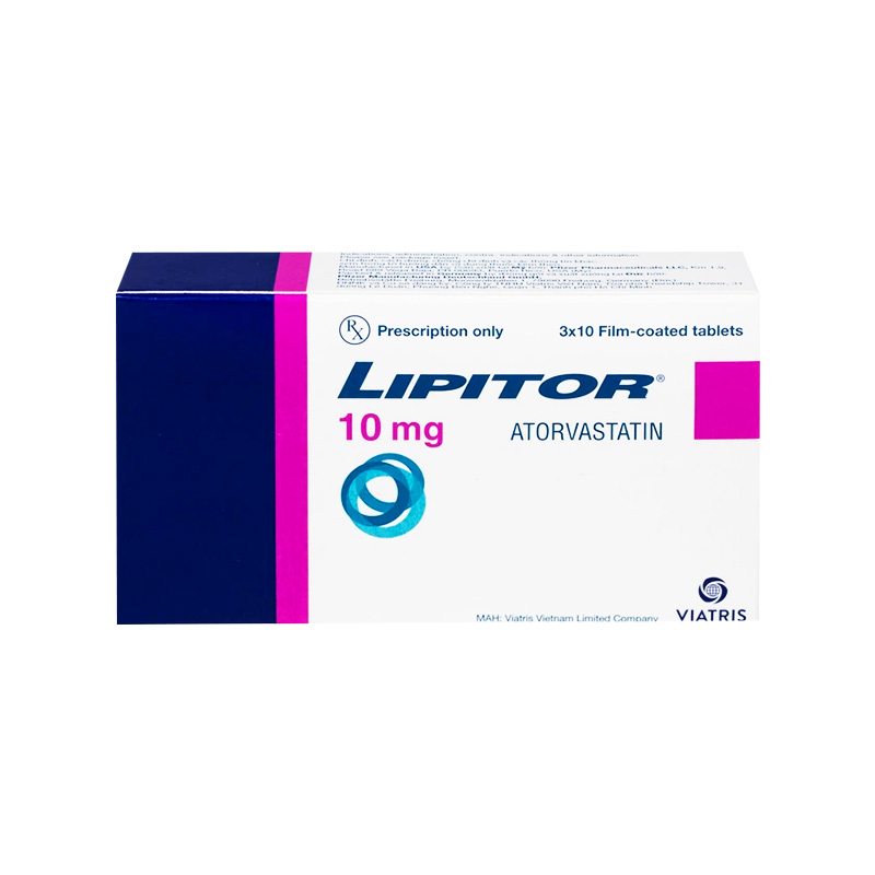 Thuốc Lipitor 10mg điều trị rối loạn mỡ máu (hộp 3 vỉ x 10 viên)