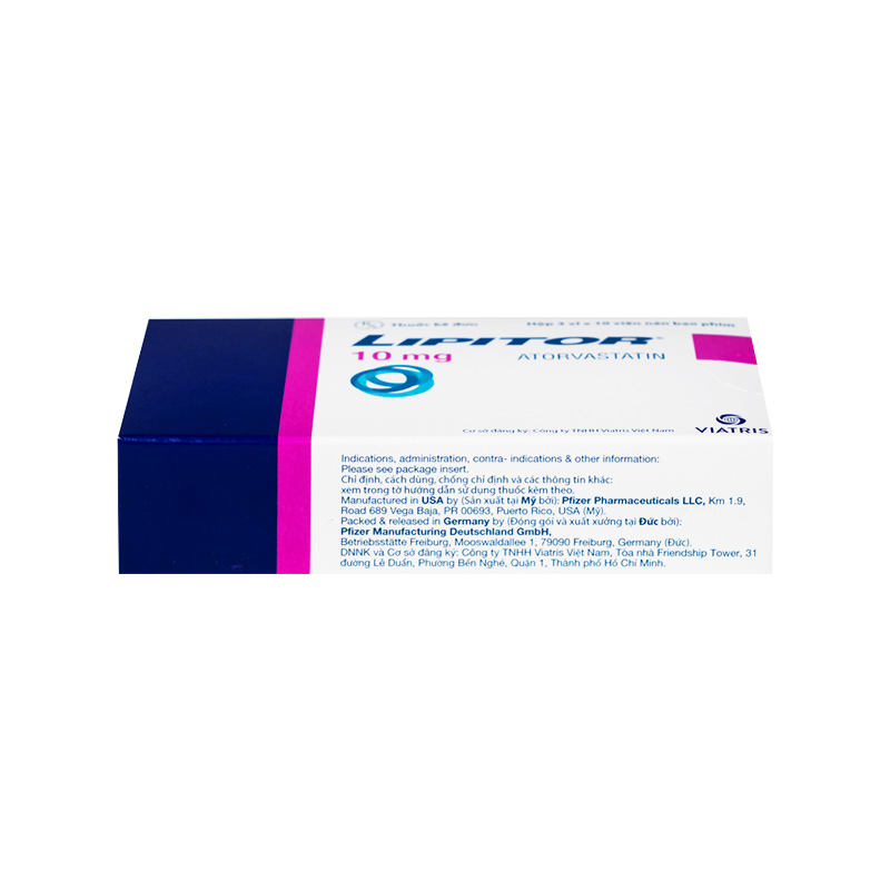 Thuốc Lipitor 10mg điều trị rối loạn mỡ máu (hộp 3 vỉ x 10 viên)