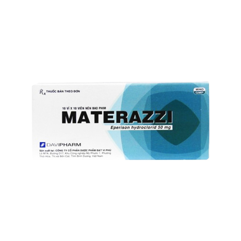 Thuốc Materazzi 50mg giãn cơ, điều trị đau do co cứng cơ (hộp 10 vỉ x 10 viên)