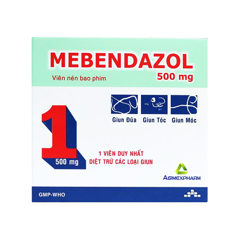 Viên nén Mebendazol Agimexpharm 500mg điều trị nhiễm giun (hộp 1 vỉ x 1 viên)