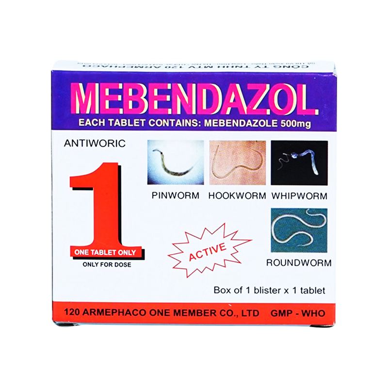 Viên nén Mebendazole 500mg Armephaco điều trị giun (hộp 1 viên)